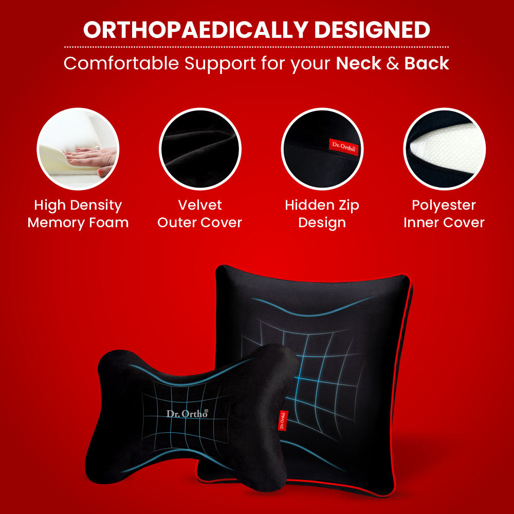 Dr. Ortho Car Cushion & Neck Rest Combo