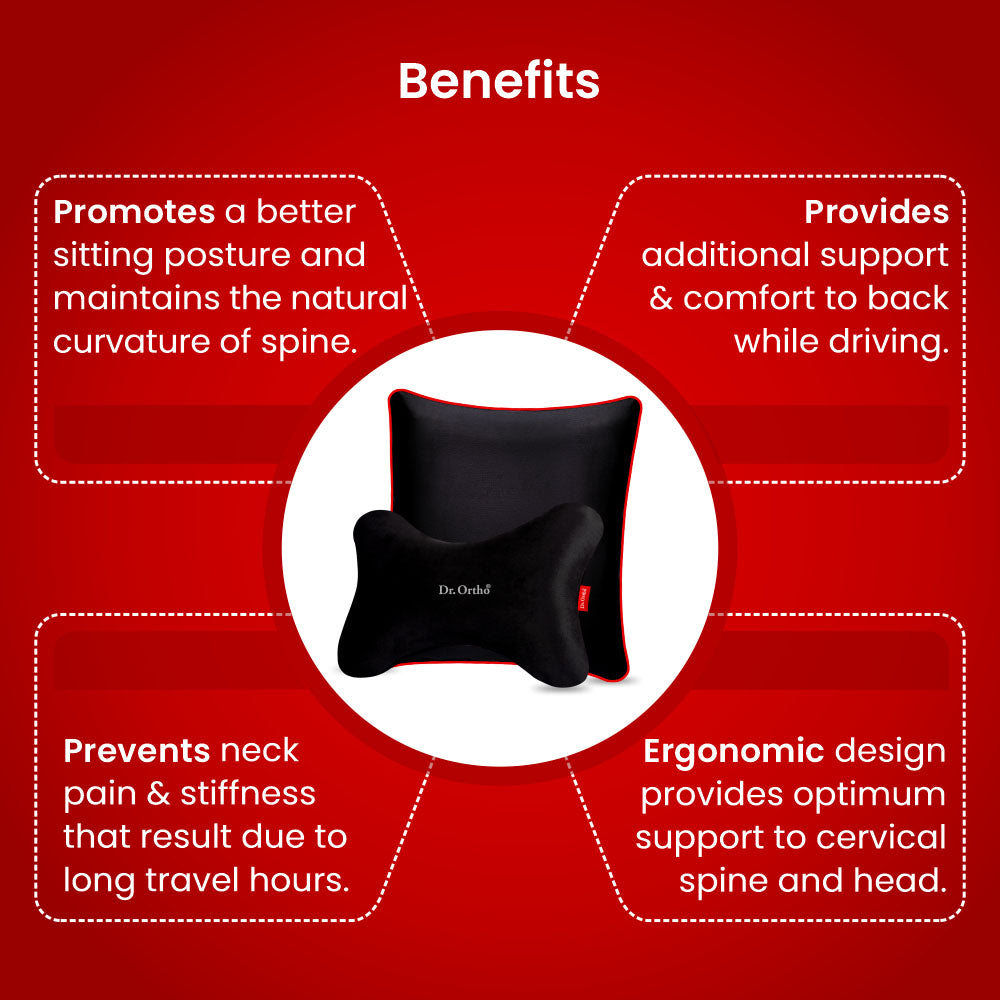 Dr. Ortho Car Cushion & Neck Rest Combo