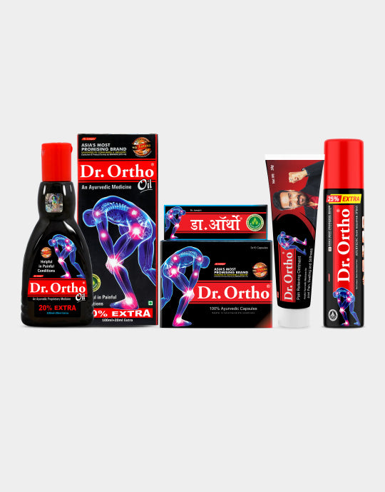 Dr. Ortho Combo Pack [Ayurvedic Oil 120ml + Capsules 30cap + Spray 75ml + Ointment 30g]