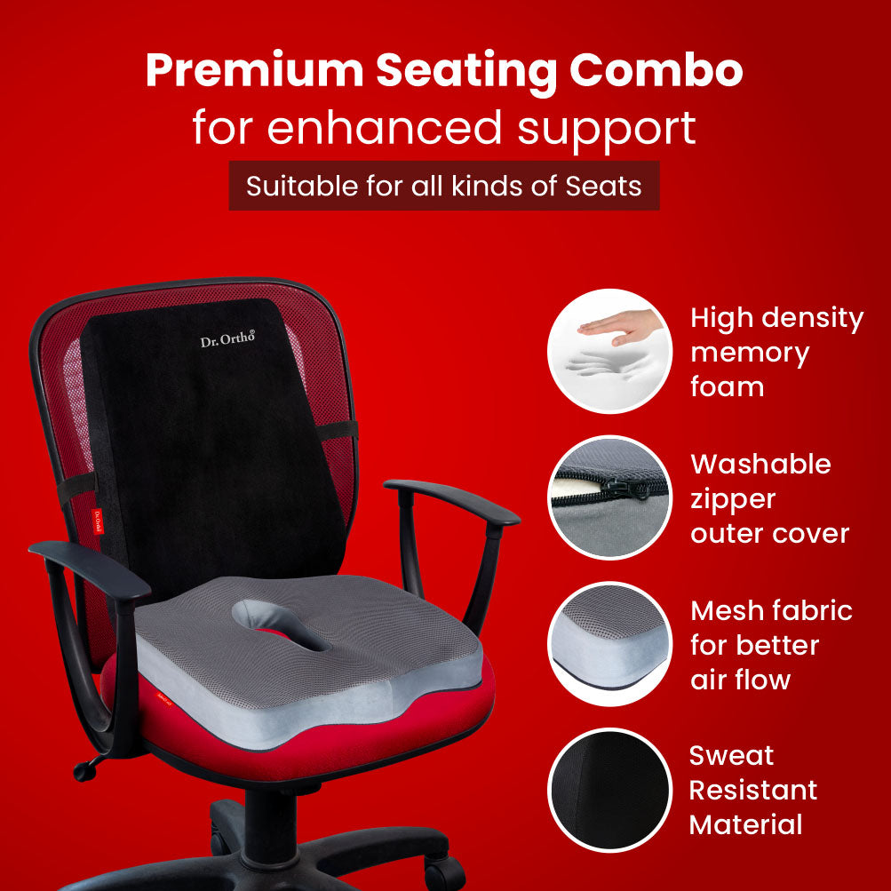 Dr. Ortho Premium Back Rest and Coccyx Cushion Combo