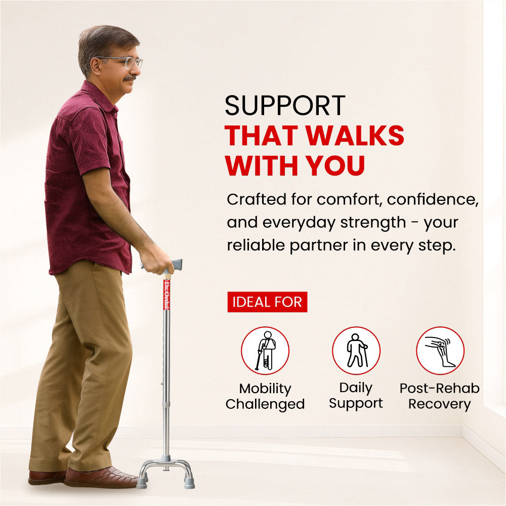 Dr. Ortho Quadripod Adjustable Walking Stick