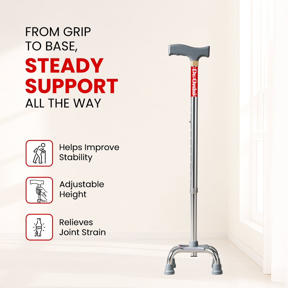 Dr. Ortho Quadripod Adjustable Walking Stick
