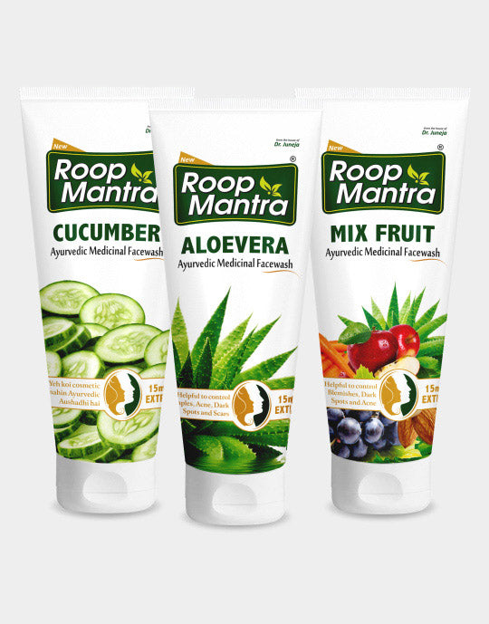 Roop Mantra Face Wash Combo (Cucumber 115ml, AloeVera 115ml, Mix Fruit 115ml)