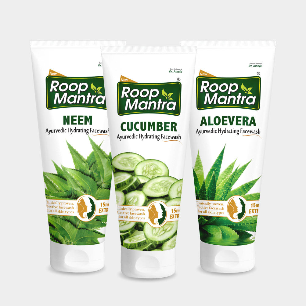 Roop Mantra Face Wash Combo (Cucumber 115ml, Neem 115ml, AloeVera 115ml)