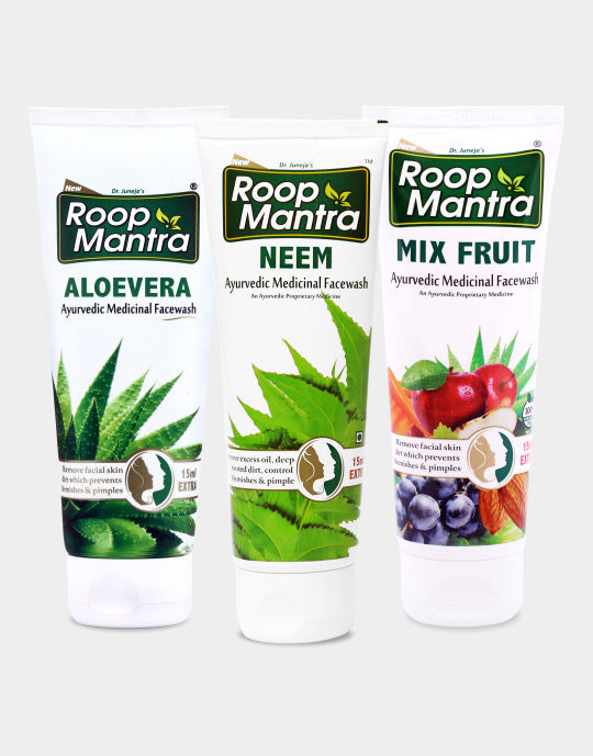 Roop Mantra Face Wash Combo (AloeVera 115ml, Neem 115ml, Mix Fruit 115ml)